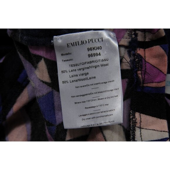 Emilio Pucci Womens Midi Long Sleeve Crew Neck Dress US 6 Blue Purple Wool Long - Picture 11 of 12